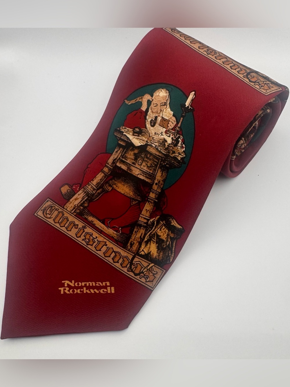 Norman Rockwell Christmas Santa Necktie Saturday Evening Post 1994 Holiday